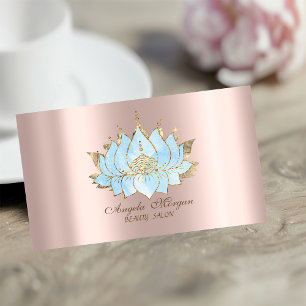 Professional Simple Gold Blue Lotus Rose Gold Business Card