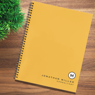 Professional Simple Goldenrod Monogram Notebook