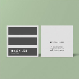 Professional Simple Grey Stripes Consultant Square Business Card