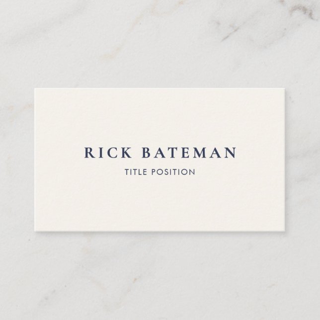Professional Simple Ivory Dark Blue Business Card (Front)