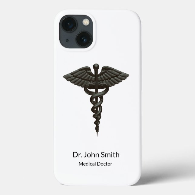 Professional Simple Medical Caduceus Black White Case-Mate iPhone Case (Back)
