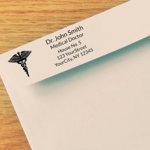 Professional Simple Medical Caduceus Black White Self-inking Stamp