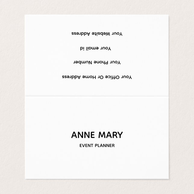 Professional Simple Minimal Black White Modern   Business Card (Outside Unfolded)