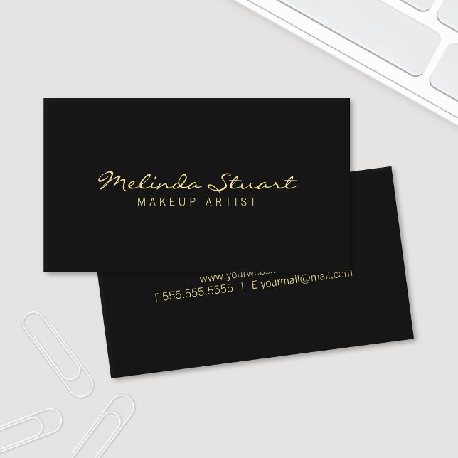 Professional Simple Modern Black and Gold Business Card (Creator Uploaded)