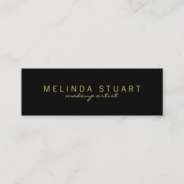Professional Simple Modern Black and Gold Mini Business Card (Front)
