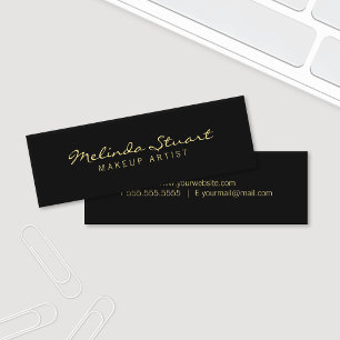 Professional Simple Modern Black and Gold Mini Business Card