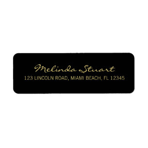 Professional Simple Modern Black and Gold Return Address Label
