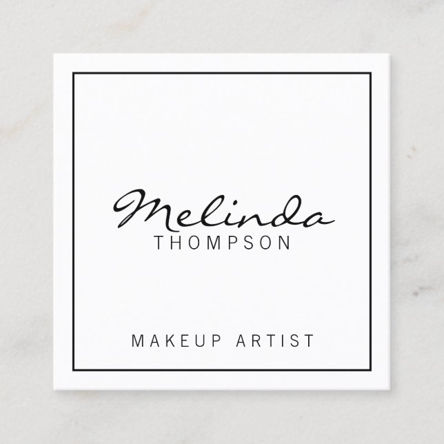 Professional Simple Modern Black and White Square Business Card (Front)