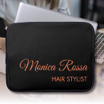 Professional Simple Modern Coral and Black Laptop Sleeve<br><div class="desc">Minimalist Clean Black Solid Colour Background and Coral modern font laptop sleeve. Personalise for your custom use. Click on the "Customise It" button to change the background colour,  font styles and font colour.
Classic Design | Elegant Product | Trendy Colours | Stylish and Fashion | Professional Business Design</div>