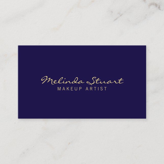 Professional Simple Modern Navy Blue and Gold Business Card (Front)