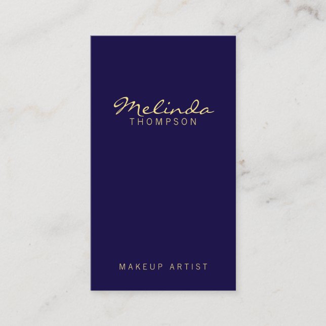 Professional Simple Modern Navy Blue and Gold Business Card (Front)