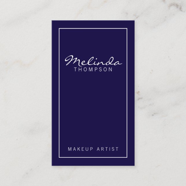 Professional Simple Modern Navy Blue and White Business Card (Front)