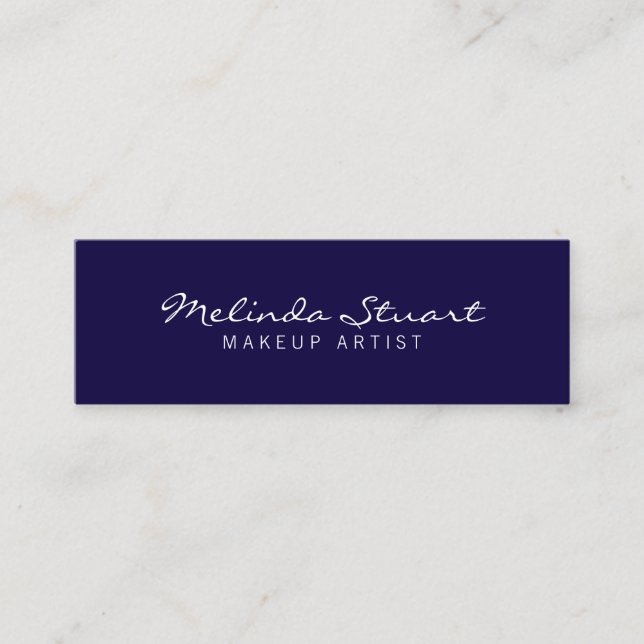 Professional Simple Modern Navy Blue and White Mini Business Card (Front)