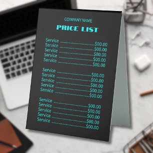 Professional Simple Modern Neon Blue Price List