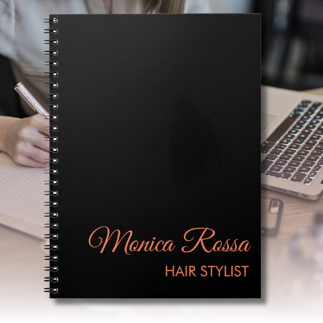 Professional Simple Modern Neon Coral Black Notebook (Creator Uploaded)
