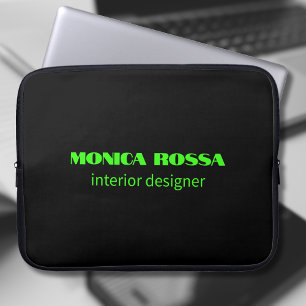 Professional Simple Modern Neon Green Black Laptop Sleeve