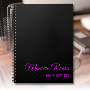Professional Simple Modern Neon Magenta Black Notebook