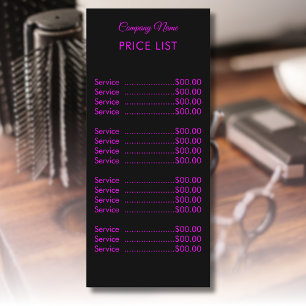 Professional Simple Modern Neon Magenta Price List Menu