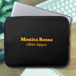 Professional Simple Modern Neon Orange Black Laptop Sleeve<br><div class="desc">Minimalist Clean Black Soli Colour Background and Neon Orange modern font laptop sleeve. Personalise for your custom use. Click on the "Customise It" button to change the background colour,  font styles and font colour.
Classic Design | Elegant Product | Trendy Colours | Stylish and Fashion | Professional Business Design</div>