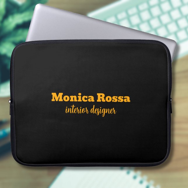 Professional Simple Modern Neon Orange Black Laptop Sleeve (Creator Uploaded)