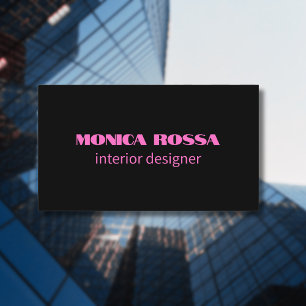 Professional Simple Modern Neon Pink Black Business Card