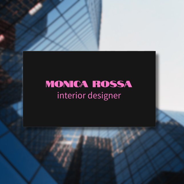 Professional Simple Modern Neon Pink Black Business Card (Creator Uploaded)