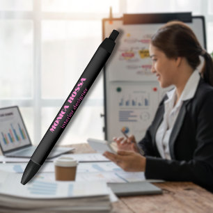 Professional Simple Modern Neon Pink Black Ink Pen