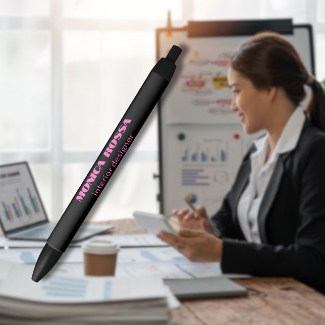 Professional Simple Modern Neon Pink Black Ink Pen (Creator Uploaded)