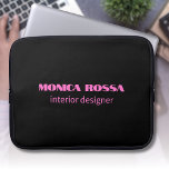 Professional Simple Modern Neon Pink Black Laptop Sleeve<br><div class="desc">Minimalist Clean Black Soli Colour Background and Neon Pink modern font laptop sleeve. Personalise for your custom use.
Classic Design | Elegant Product | Trendy Colours | Stylish and Fashion | Professional Business Design</div>