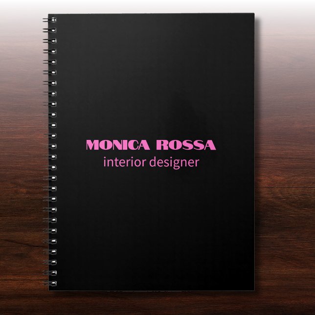 Professional Simple Modern Neon Pink Black Notebook (Creator Uploaded)