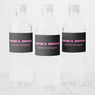 Professional Simple Modern Neon Pink Black Water Bottle Label