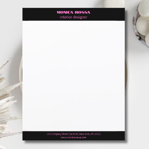 Professional Simple Modern Neon Pink Letterhead Notepad