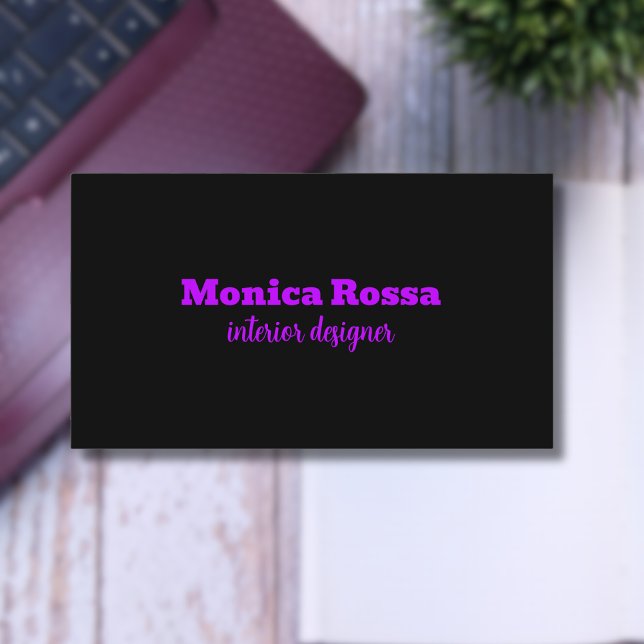 Professional Simple Modern Neon Purple Black Business Card (Creator Uploaded)
