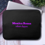Professional Simple Modern Neon Purple Black Laptop Sleeve<br><div class="desc">Minimalist Clean Black Soli Colour Background and Neon Purple modern font laptop sleeve. Personalise for your custom use. Click on the "Customise It" button to change the background colour,  font styles and font colour.
Classic Design | Elegant Product | Trendy Colours | Stylish and Fashion | Professional Business Design</div>