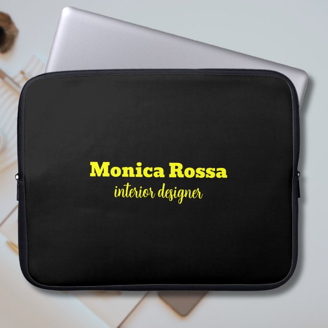 Professional Simple Modern Neon Yellow Black Laptop Sleeve (Creator Uploaded)