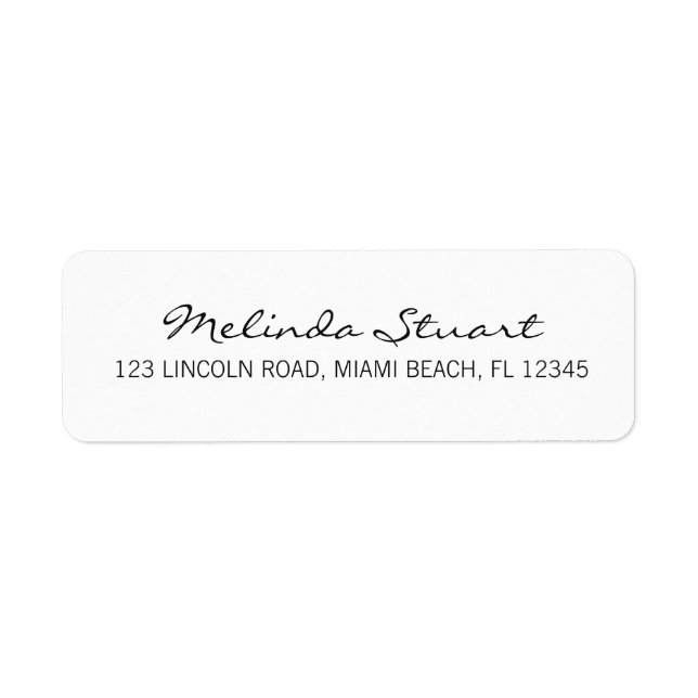 Professional Simple Modern White Return Address Label (Front)