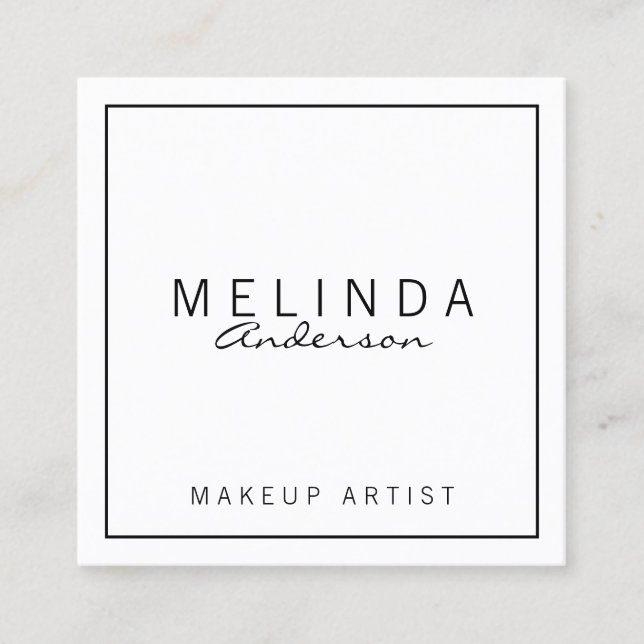 Professional Simple Modern White Square Business Card (Front)