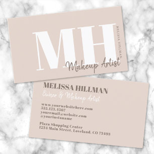 Professional Simple Neutral Beige Monogram Business Card