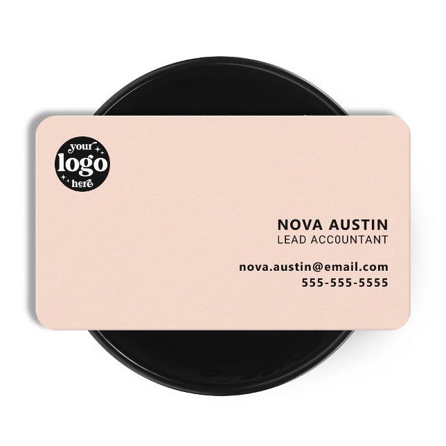 Professional Simple Pink Minimal Design With Logo Business Card (Creator Uploaded)
