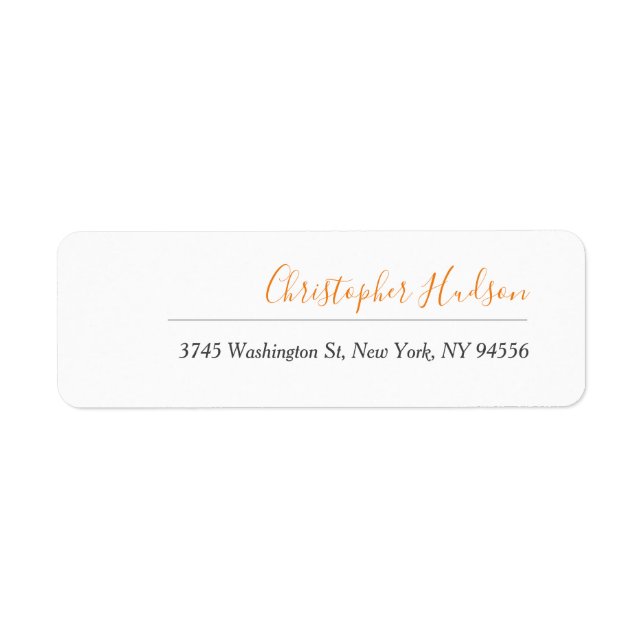 Professional Simple Plain Calligraphy Name Return Address Label (Front)