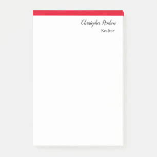 Professional Simple Plain Real Estate Red White Post-it Notes