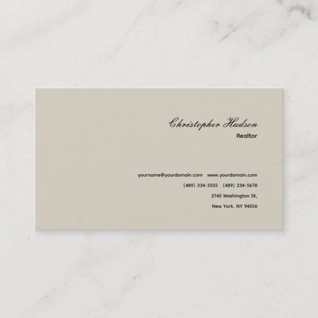 Professional Simple Plain Realtor Real Estate Business Card (Front)