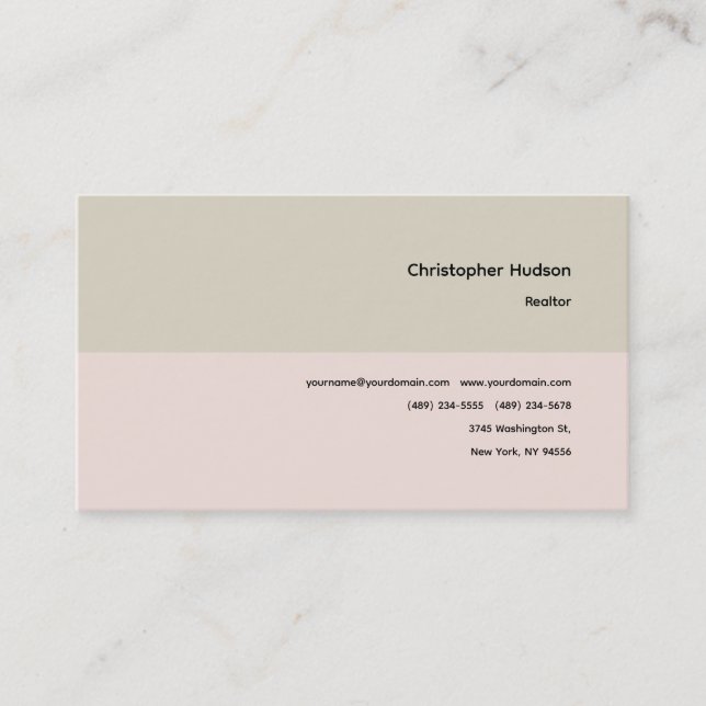 Professional Simple Plain Realtor Real Estate Business Card (Front)