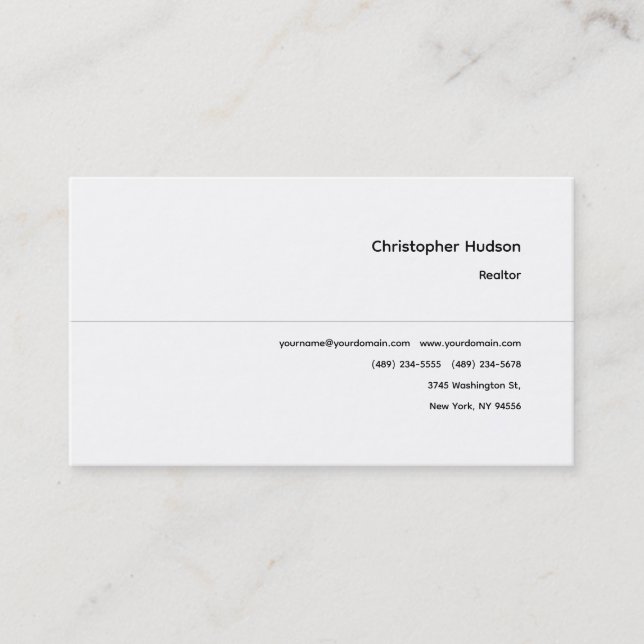 Professional Simple Plain Realtor Real Estate Business Card (Front)