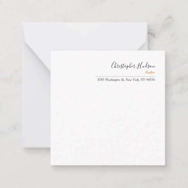 Professional Simple Plain Realtor Real Estate Card (Front)