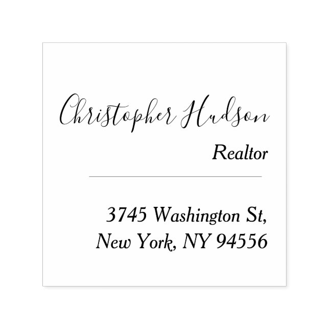 Professional Simple Plain Realtor Real Estate Self-inking Stamp (Design)