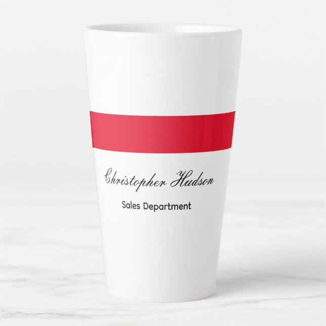 Professional Simple Plain Red White Latte Mug (Front)