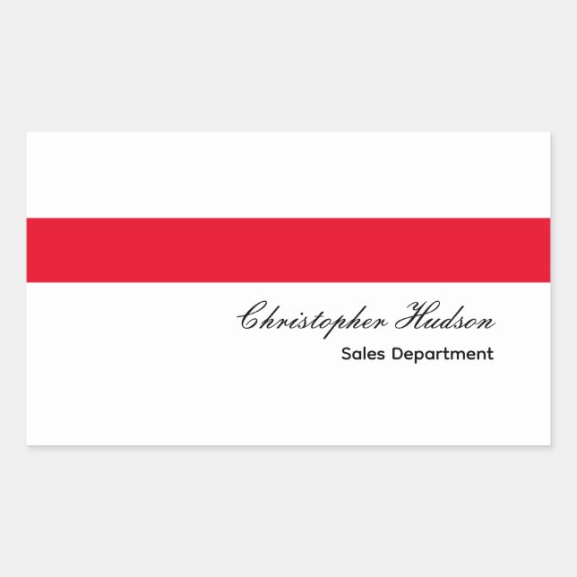 Professional Simple Plain Red White Rectangular Sticker (Front)