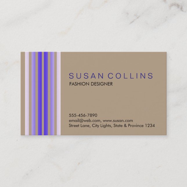 Professional Simple Plain Striped Elegant Modern Business Card (Front)