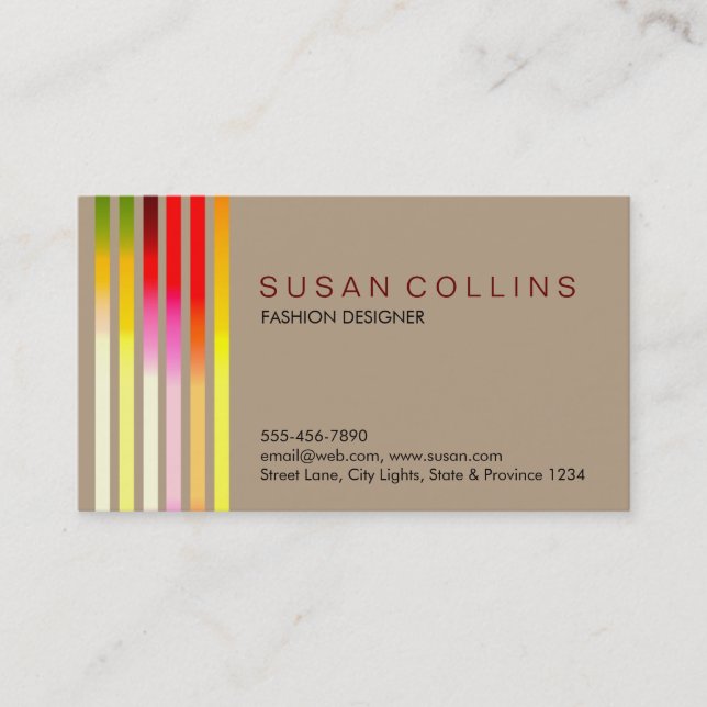 Professional Simple Plain Striped Elegant Modern Business Card (Front)